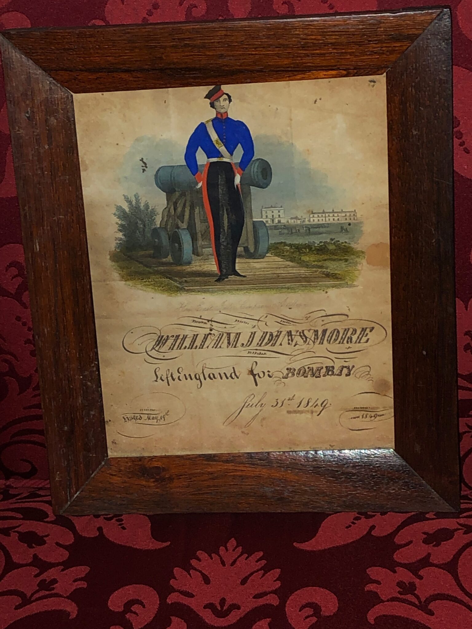 1840s Watercolor Portraits Of A Soldier In An East India Company